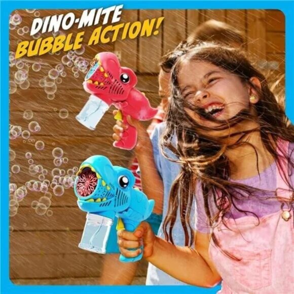 Dino Bubble Guns for Kids - 2 Pack - Bubbles Gun, Blaster, Blower, Makerr Ages 3 - Picture 6 of 8